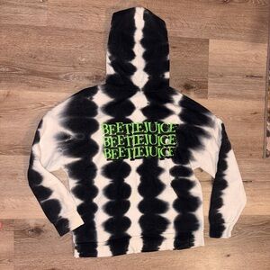 Beetle juice Stripe Wash Graphic Tie-Dye Hoodie with Neon Accents